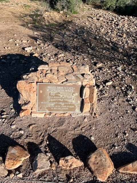 A sign describing the Silly Mountain Botanical Park, a popular nature walk near Apache Junction.
